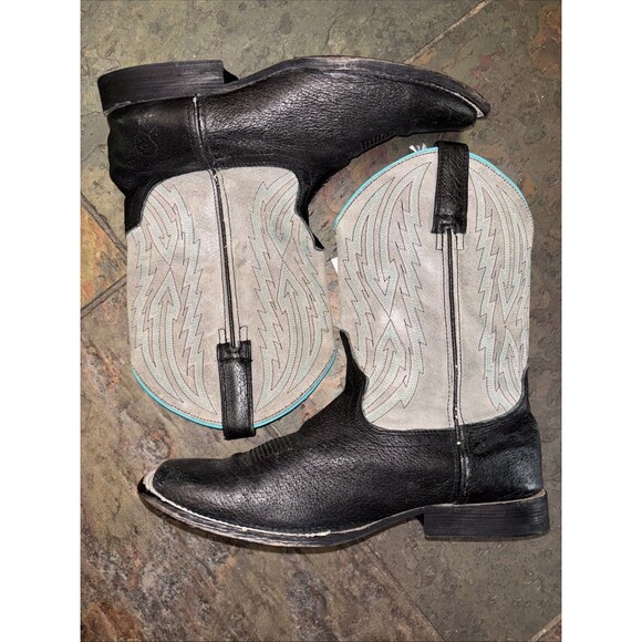 Ariat Embroidered Shaft Western Boots Kids 4 M Unrivaled Relentless Leather - Picture 1 of 13
